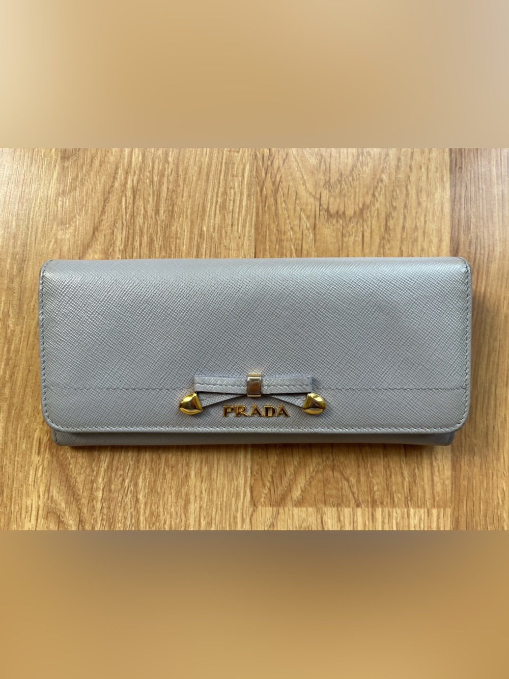 Prada Lilac Saffiano Leather Bow-Accent Continental Wallet
